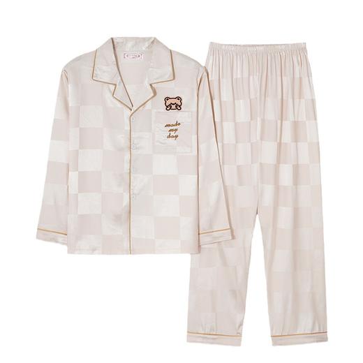 情侣睡衣女春秋长袖长裤套装家居服 冰丝舒适气质 高级感男士家居服套装刺绣 商品图4