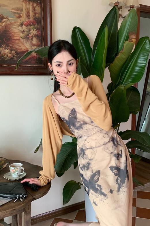 ANSUABEL 浅棕水墨画吊带开衫两件套 18575 商品图4