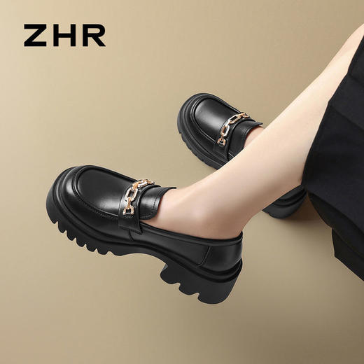 ZHR则则金属衔扣厚底乐福鞋女鞋2024新款复古优雅百搭小皮鞋 商品图6