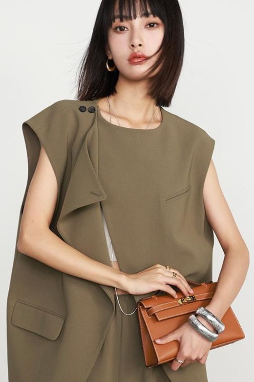 Kai & Kiera 极简不对称西装马甲长裤套装 18699 商品图2