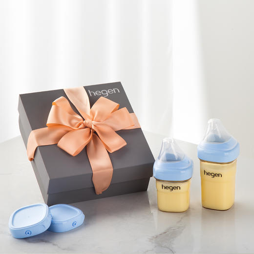 hegen PPSU婴儿多功能奶瓶礼盒（150ml奶瓶+240ml奶瓶+奶瓶储存瓶盖）莫兰迪蓝 商品图1
