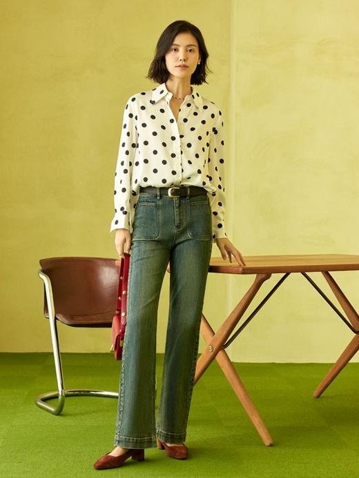 万向弹“超模神裤”对称贴袋微喇牛仔裤FCE3JEN183 商品图7