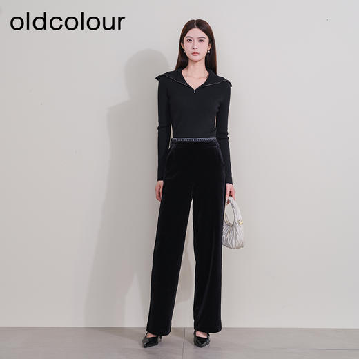 oldcolour欧珂冬季新款时尚高腰松紧腰宽松加绒长裤女P440706A1 商品图2
