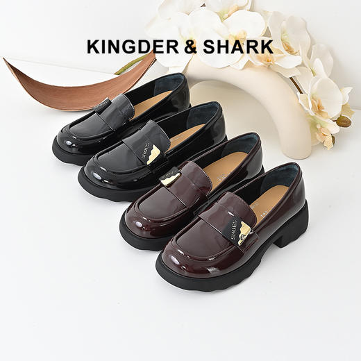 经典鲨2024年秋季新款百搭圆头平底一脚蹬舒适乐福鞋单鞋女KC01-D37081 商品图0