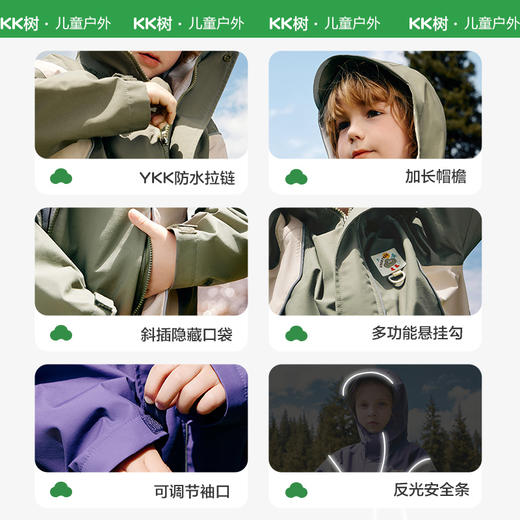 KK树儿童冲锋衣2024新款秋冬男童女孩三合一防风防水透湿外套亲子小铠甲氧气衣 商品图3