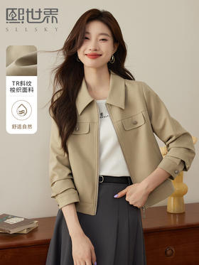 【年货节】熙世界美式工装风外套小个子2025秋装新款气质休闲短款夹克上衣