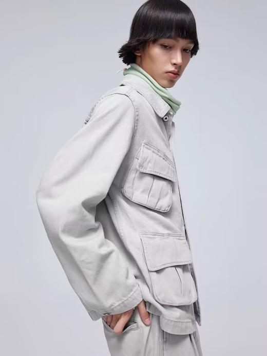Simple Project/Y242000/浅灰色水洗四袋牛仔夹克 商品图2