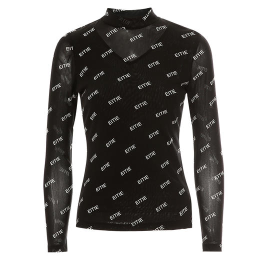 EITIE爱特爱弹力针织网纱印花修身显瘦打底衫长袖T恤秋季新款C2413420 商品图5