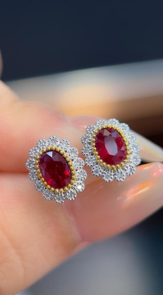 鸽血红红宝耳钉1.45ct 商品图0