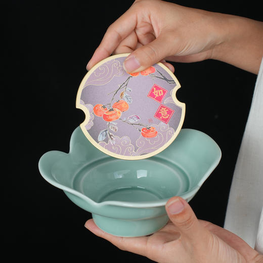 柿柿如意壶承/青瓷壶承铜承垫干泡台养壶盘茶壶托复古功夫茶具 商品图1