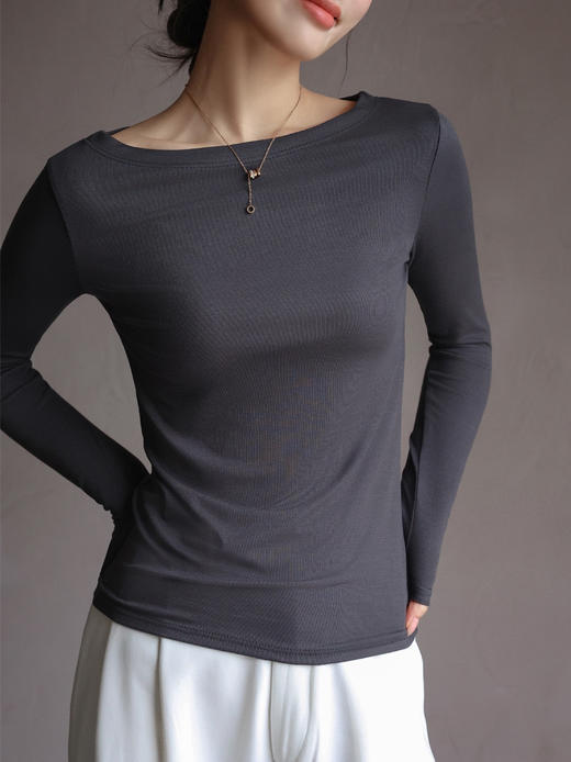 新款一字领莫代尔内搭打底衫女修身长袖简约款打底上衣 FS 000 商品图2