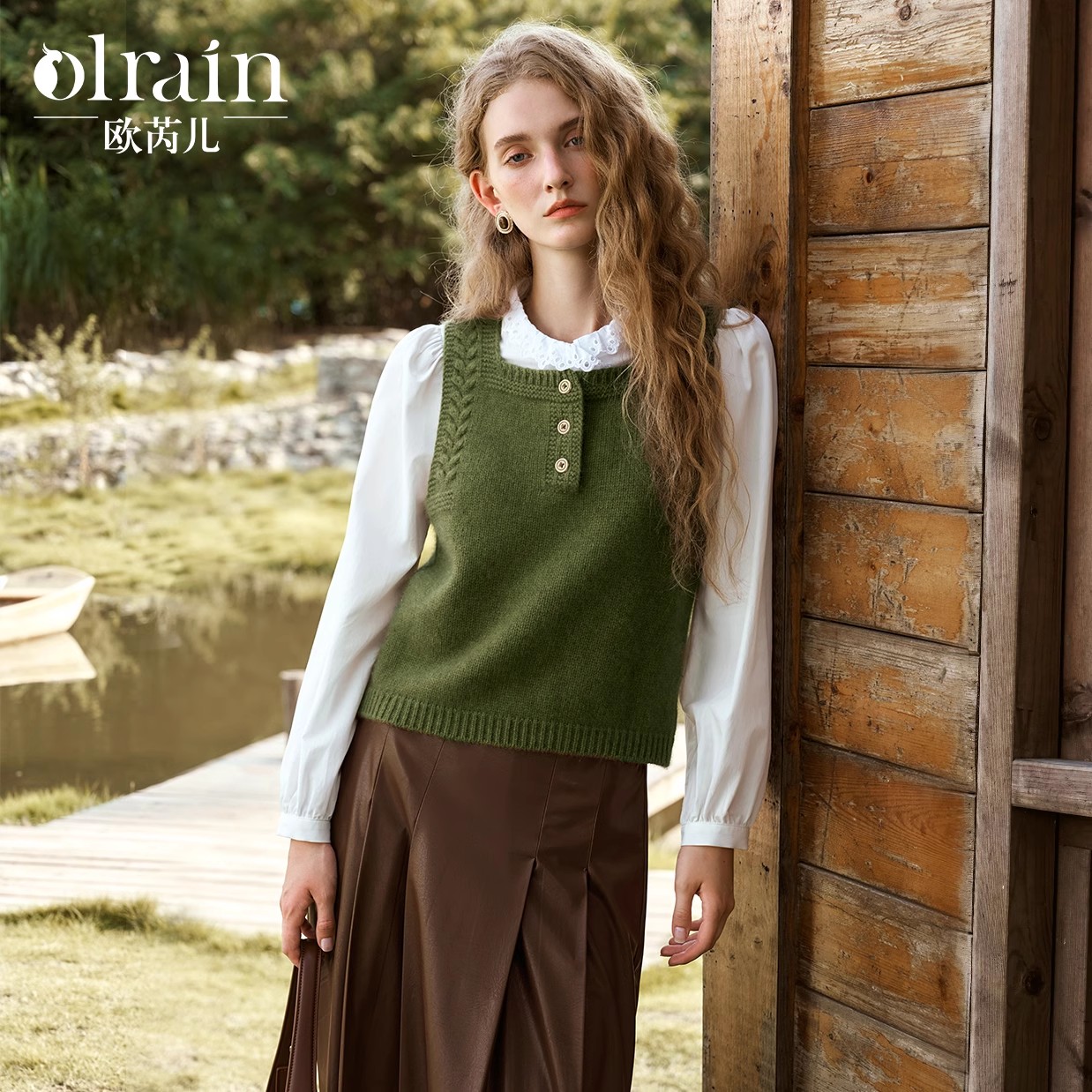 OLrain欧芮儿法式两穿短款马甲女秋季2024年新款简约百搭显瘦上衣