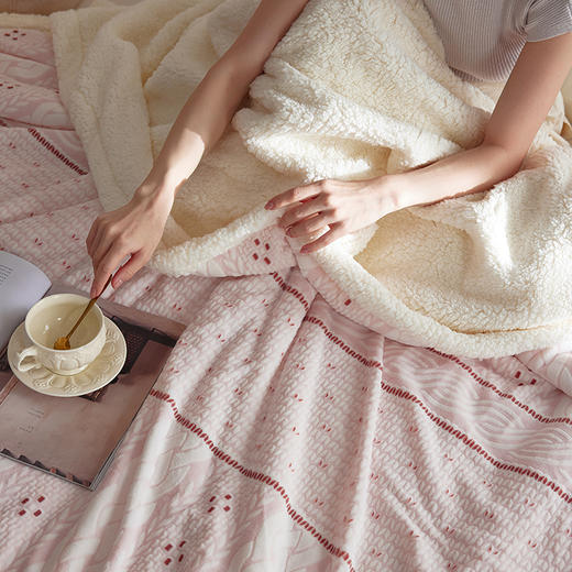 自然醒立体雕花绒羊羔绒毯秋冬加厚毛毯办公室午睡毯冬季沙发毯保暖披肩毯空调毯MT 商品图10
