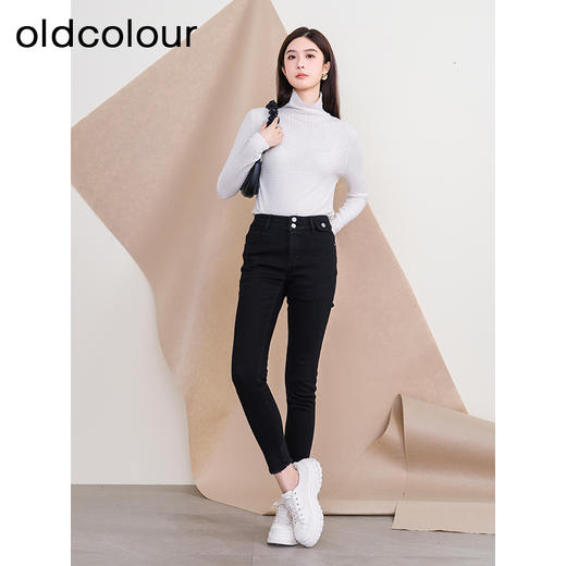 oldcolour欧珂新款高腰修身直筒水洗牛仔长裤女P441103A1 商品图3