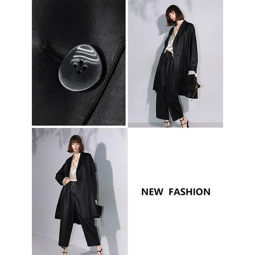 COCOBELLA静奢风折纸压花垂坠风衣女长款休闲西装外套WN3008 商品图5