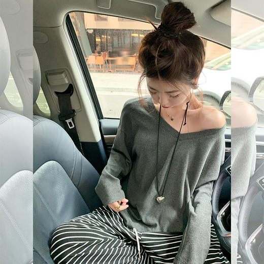 【110元任选2件】现货！灰色V领宽松大T恤 商品图0