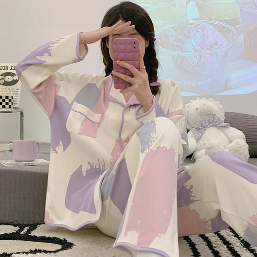 【甜美舒适！家居服套装】睡衣女士纯棉春秋季新款长袖甜美秋冬款薄款大码家居服套装。ry 商品图3