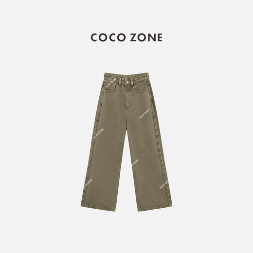 COCO ZONE 100棉复古牛仔裤显瘦直筒阔腿裤CC1C1634 商品图0