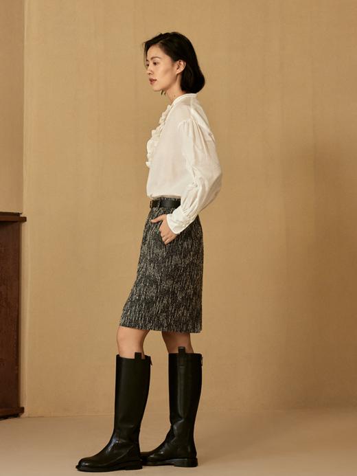 轻法式丝棉提花荷叶领上衣FCE3SHT011 商品图8