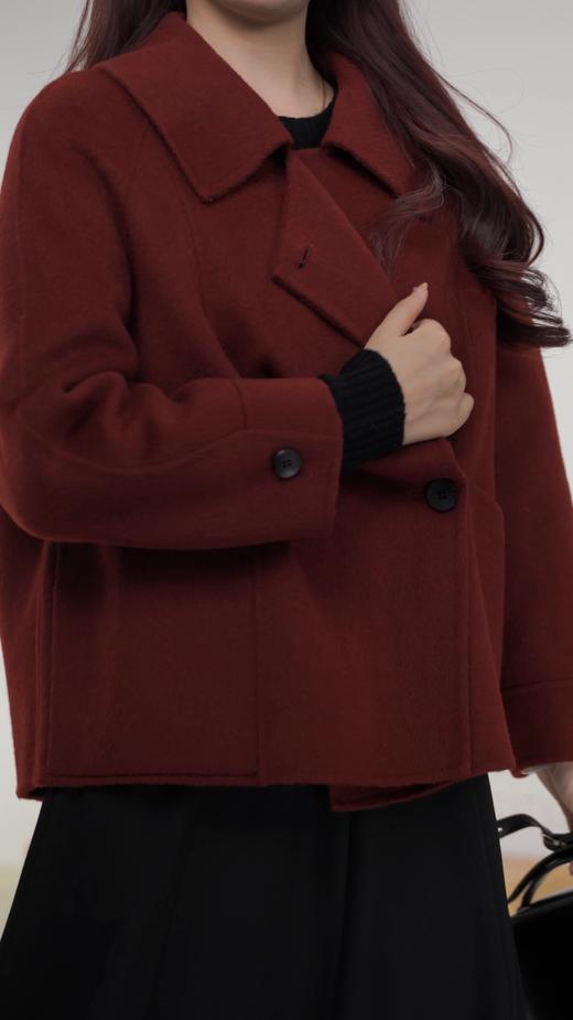 【红L】臣禾	【5%羊绒95%羊毛】两用翻领短大衣9244080180 商品图4