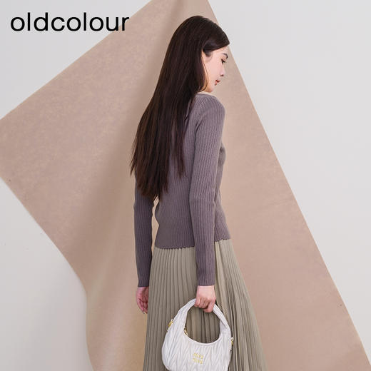 oldcolour欧珂冬季新款时尚纯色修身翻领毛织套头衫女P450504A1 商品图4