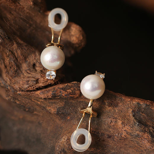 Manreya玛芮雅王妃精品银镀金0感珍珠耳夹 商品图7