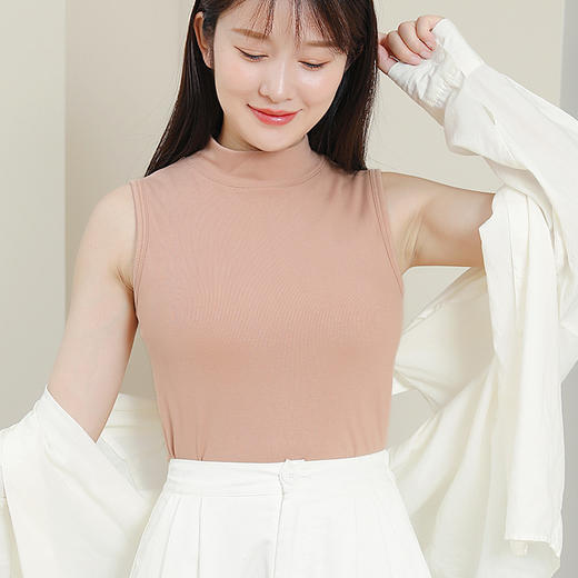 【轻松无压一整天！带胸垫保暖背心】罩杯一体，免穿文胸，舒适/聚拢/防震/防走光/不跑杯，扔掉Bra无包裹，内置杯垫不尴尬，加绒加厚内搭半高领无袖家居服，高级可外穿马甲女L 商品图0