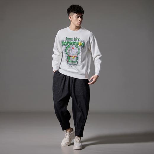 PINLI品立2024秋季新款男士烫钻叮当猫套头卫衣宽松潮牌休闲上衣BG243109012 商品图1