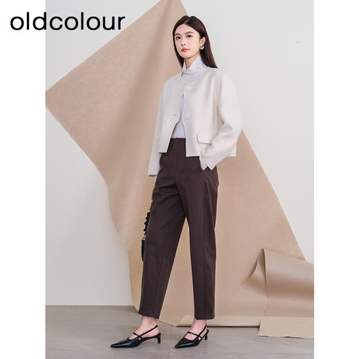 oldcolour欧珂冬新款时尚圆领长袖纯色手工呢料短外套女P461501A1 商品图2