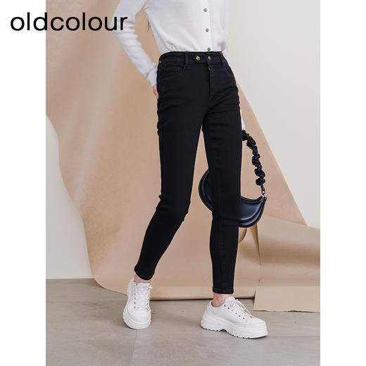 oldcolour欧珂冬季新款高腰直筒修身水洗牛仔长裤女P431106A1 商品图3