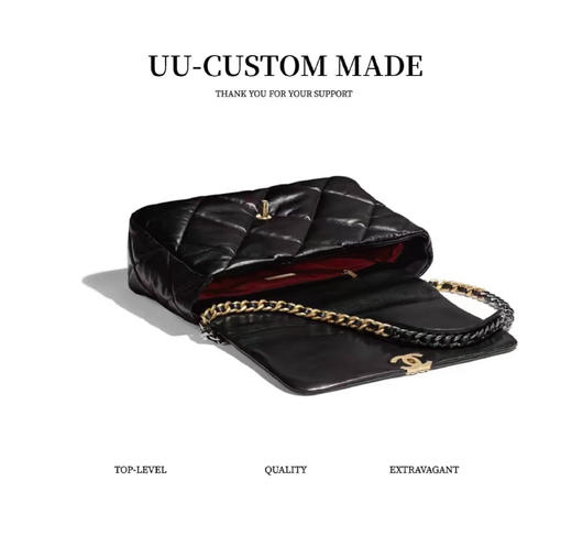 CHANEL香奈儿 19Bag 双链条 羊皮 口盖包手提包单肩斜挎包 女款 黑色（HH） 商品图9