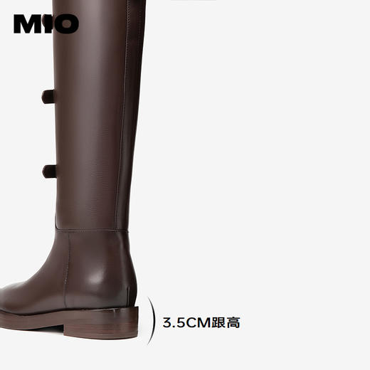 MIO米奥冬季质感牛皮革骑士靴百搭长筒瘦瘦靴厚底增高靴子女M245833081 商品图4
