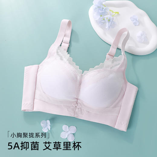 【无侧骨无钢圈】熳洁儿 小胸专属舒适聚拢5A艾草抑菌里杯花卉蕾丝内衣承托侧收副乳调整文胸24261538 商品图6