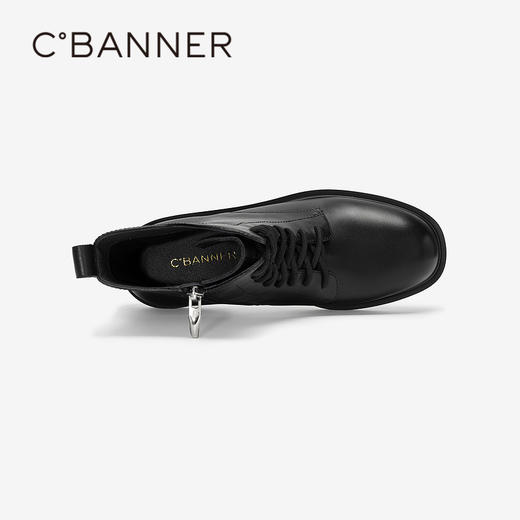 千百度真皮粗中跟马丁靴女款冬季时尚时装小短靴A24557112 商品图2