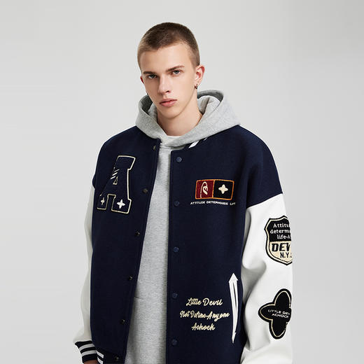 【Achock官方店】美式重磅植绒棒球服外套潮牌秋冬款上衣夹克男女 商品图2