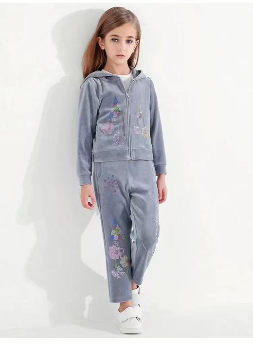 天空之城-LYNN&MILO灰色丝绒运动套装 商品图0