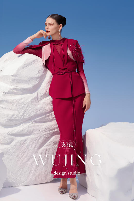 4202024 馥郁芳盈 进口醋酸乱麻鱼尾半裙 雾境 商品图3