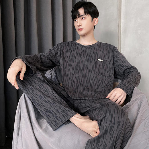 【无感安心睡眠家居服】男士家居服套装 春秋款纯棉长袖 新款休闲加大码 秋冬可外穿家居服，加大码设计，轻松舒适，可外穿家居两相宜 商品图6