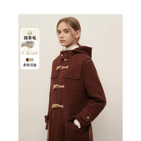 Teenie Weenie小熊简约连帽毛呢大衣女冬季呢外套TTJW248T21N
