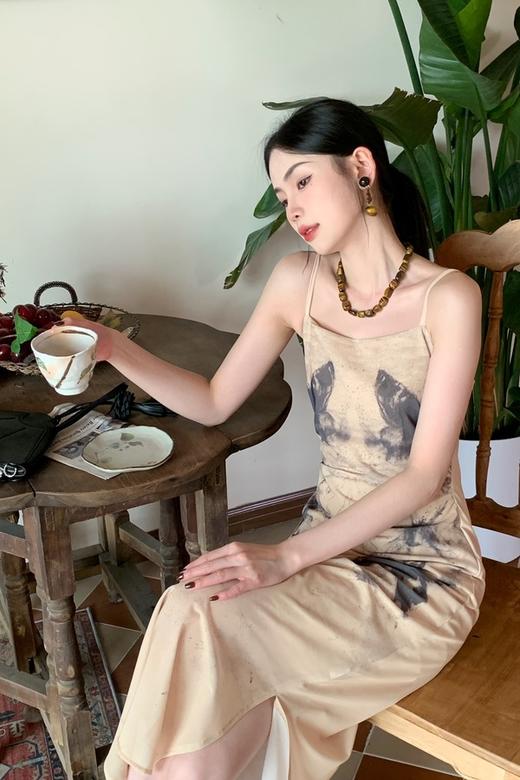 ANSUABEL 浅棕水墨画吊带开衫两件套 18575 商品图2