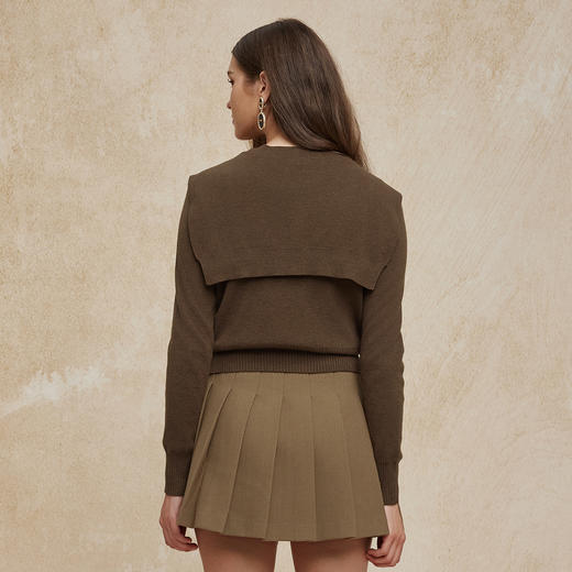 PG630斯尔丽24秋季新款优雅淑女细针开衫可脱卸披肩两件套针织衫 商品图1