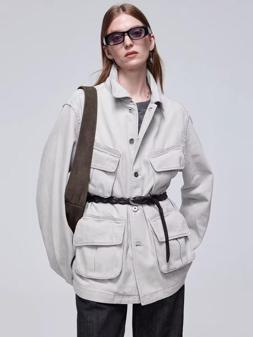 Simple Project/Y242000/浅灰色水洗四袋牛仔夹克 商品图3