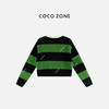COCO ZONE 秋季条纹半开襟长袖针织衫套头上衣CC1C2054 商品缩略图1