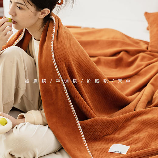 柔软亲肤无静电 华夫格绒毛毯 冬季珊瑚绒毯子 午睡毯学生沙发毯 法兰绒盖毯 披肩空调毯 商品图0