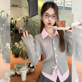 <曾小咸推荐>秋季叠穿一整套开衫+衬衫+半裙