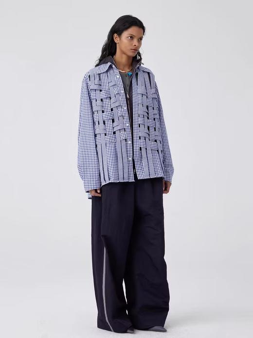 Simple Project/Y24160/不对称格纹编织衬衫 商品图1