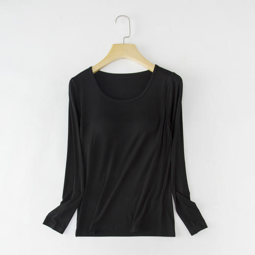 【119.90/到手2件！带胸垫居家服】无钢圈Bra，缓解胸部压力，释放一整天，满满细节看的见，带胸垫T恤大码内搭，女士修身打底一体式上衣，恤外穿长袖L 商品图2