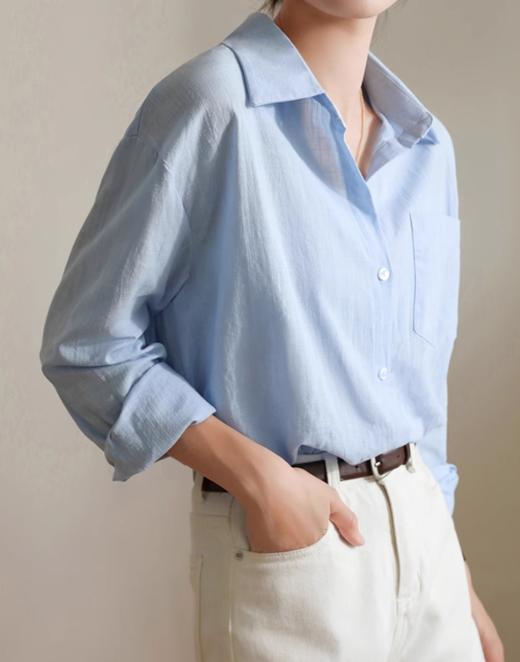 LR法式高级感棉麻宽松慵懒长袖衬衣 商品图3