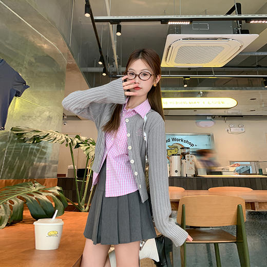 <曾小咸推荐>秋季叠穿一整套开衫+衬衫+半裙 商品图2