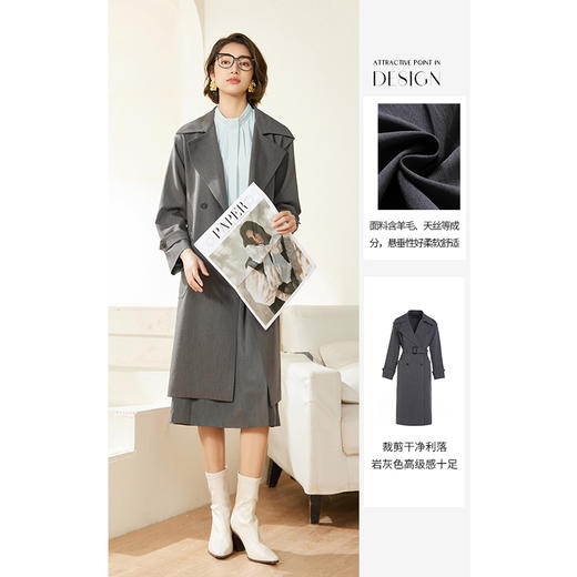 乔万尼风衣女款新款高级感英伦风中长款外套EM3A402 商品图3